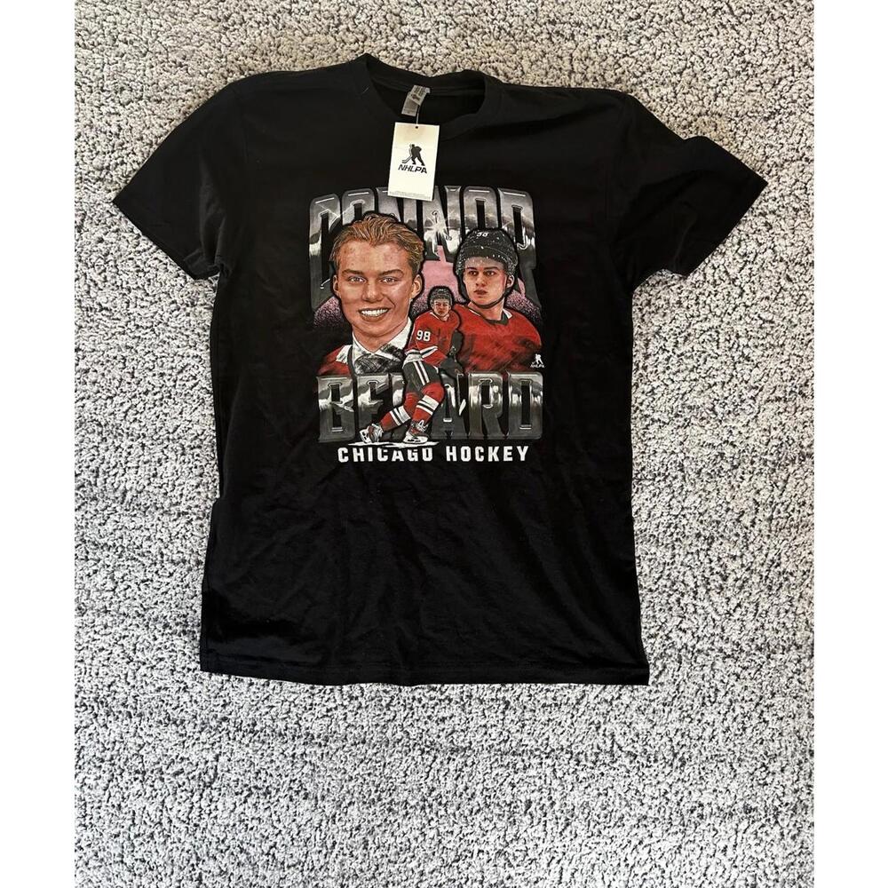 Connor Bedard Chicago Blackhawks Mens Medium Black Graphic T Shirt NHLPA NWT